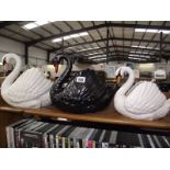 3 ceramic Dartmouth Pottery swan planters No.