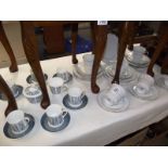A Crown Ming white with gold stripe 18 piece tea set and a Tuscan 14 piece coffee set