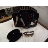 A Lulu Guinness orginal designer handbag with dust cover and a pair of Givenchy original sunglasses