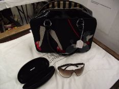 A Lulu Guinness orginal designer handbag with dust cover and a pair of Givenchy original sunglasses