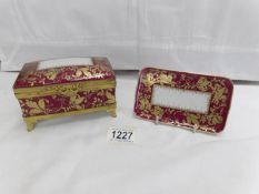 A Limoges jewellery box and a Limoges pin tray.