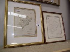 2 framed and glazed maps of 'Rutlandshire'