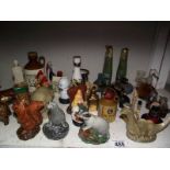 5 Beswick animal shaped miniature whisky bottles and other miniatures.