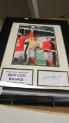 A framed and glazed Gordon Banks collage.