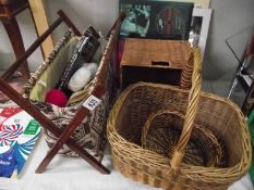 A selection of wicker baskets/knitting baskets etc.