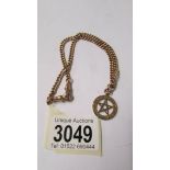 A 9ct gold Albert chain with attached Pentagram fob. 21.3 grams.