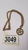 A 9ct gold Albert chain with attached Pentagram fob. 21.3 grams.