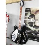 A Millenium mofel 360 Made in USA Rickenbacker 6 string guitar with genuine hard case in Jetglow
