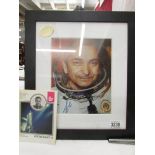 A framed and glazed Russian cosmonaut photo and book - Kocmohabt - 5.