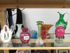 10 items of coloured glass.