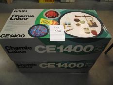 2 Philips chemist kits, CE1400, 1 complete, 1 A/F,