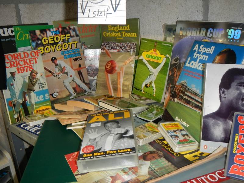 A shelf of sports related memorabilia including Archery, boxing, - Image 3 of 5