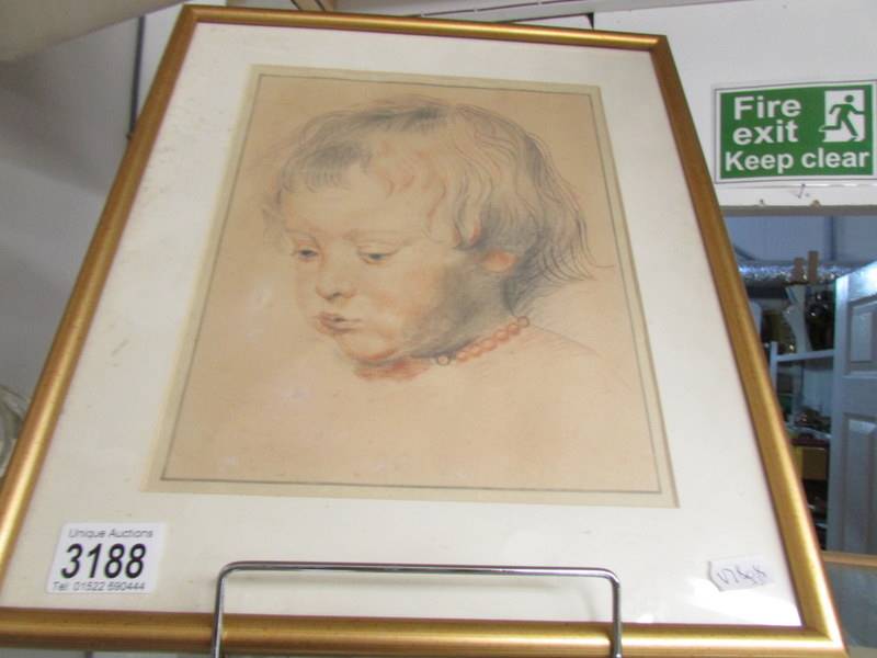 A pastel portrait of a small child.