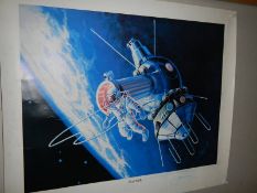 An original signed print entitled Alexei Leonov's 'First Walk' hand signed,