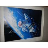 An original signed print entitled Alexei Leonov's 'First Walk' hand signed,