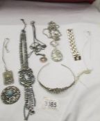 A quantity of jewellery including some silver items.