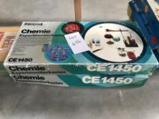 2 Philips CE1450 Chemie chemistry sets, (used but relatively complete),