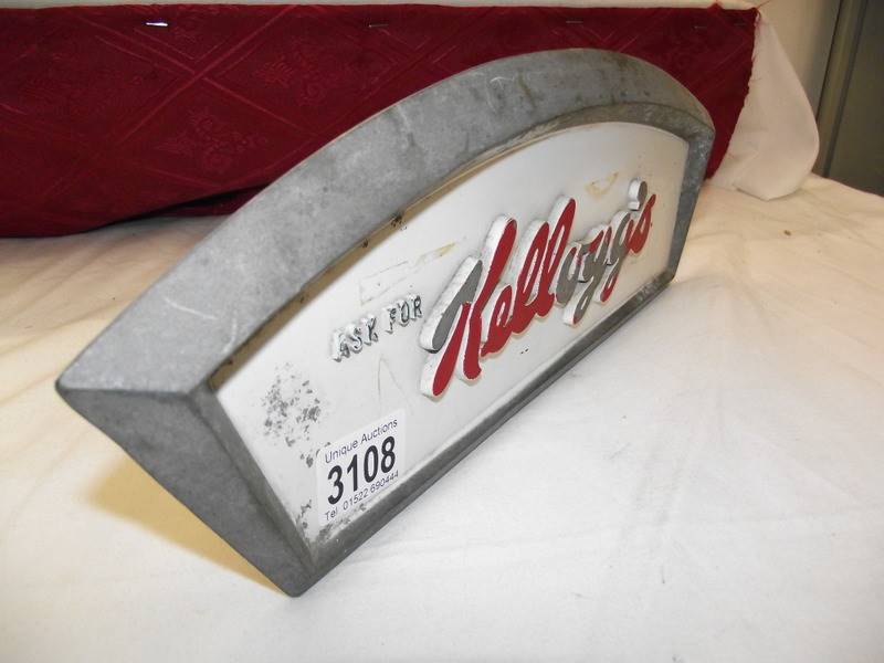 An aluminium Kellogg's shop display cabinet advertising sign. - Image 3 of 6