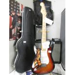 A Made In USA Fender Stratocaster lefty, serial no. Z0122582, as new.