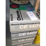 4 German Philips chemistry kits, CE1401, some components may be missing, being sold as seen.