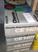 4 German Philips chemistry kits, CE1401, some components may be missing, being sold as seen.