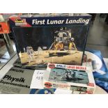 Revell sealed First Lunar landing, skill 2, 1:48 scale and an Airfix Apollo Lunar module, unmade,