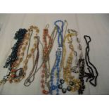 A mixed lot of necklaces including pearls.