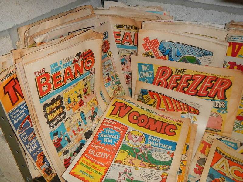 One shelf of old comics including Topper, Victor, Beano, TV Comic, Beezer etc. - Image 2 of 6