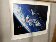 An original signed print entitled Alexei Leonov's 'First Walk' hand signed,