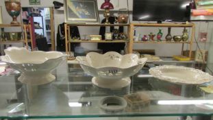 2 large Creamware dishes and a creamware plate.