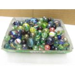 A quantity of glass marbles.