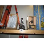 2 boxed microscopes and 2 others, in good clean condition.