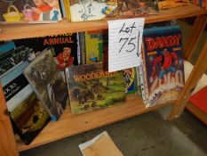 An interesting shelf of books and annuals including Dandy, Common Birds, Woodlands etc.