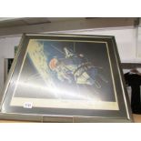 A framed and glazed print entitled Alexei Leonov's 'First Walk' hand signed,