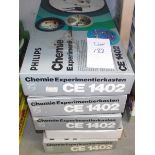 5 German Philips chemistry sets, CE1402, some components may be missing, being sold as seen.