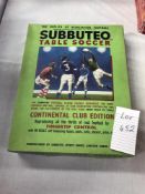 A Subbuteo table soccer, Continental club edition, may be missing some components,