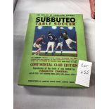 A Subbuteo table soccer, Continental club edition, may be missing some components,