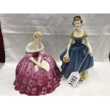 2 Royal Doulton figurines, Victoria HN2471 and Melanie HN2271.