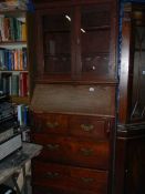 An old oak bureau bookcase.