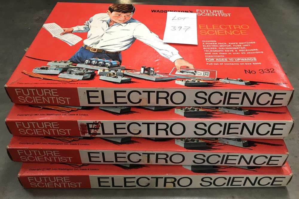 4 Waddingtons electronic science kits, missing some components, no.