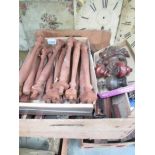 A box of wooden spindles etc.