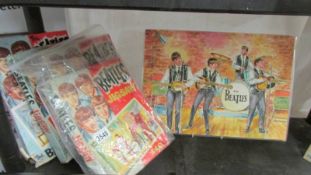 4 Beatles Jigsaw puzzles, 340 pieces, made by Nems and a picture.