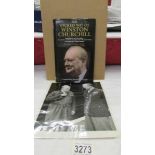 "The Wicked Wit of Winston Churchill, first edition 2001 and a black and white photo of Churchill.
