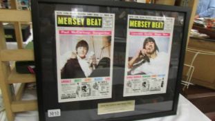 A framed and glazed Paul and Ringo Mersey Beat covers.