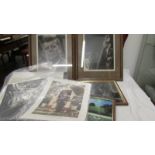 J F Kennedy photographs, some framed and glazed including memorial.