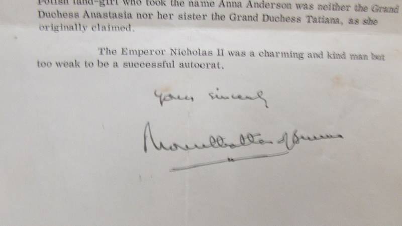 A signed letter from the late Lord Mountbatten dated 11th March 1975, about Grand Duchess Anastasia. - Image 3 of 3