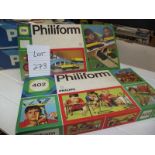 2 Philips Philifarm building brick sets No 306 and 402, many pieces,