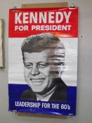 A reproduction Kennedy for president campaign poster