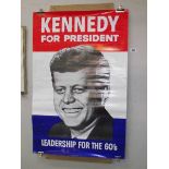 A reproduction Kennedy for president campaign poster
