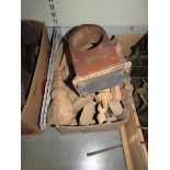 A box of wooden spindles etc.